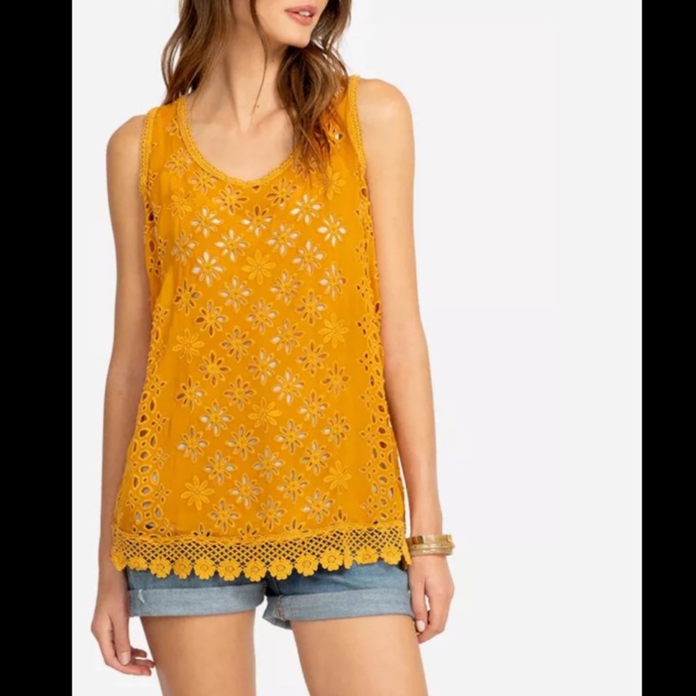 Johnny Was Carden Eyelet Tank Top in Persimmon size S